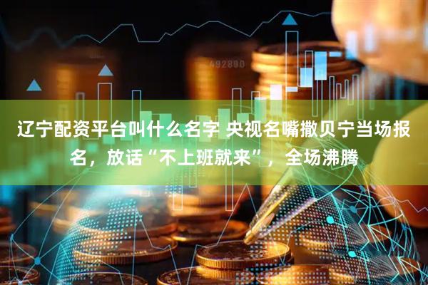 辽宁配资平台叫什么名字 央视名嘴撒贝宁当场报名，放话“不上班就来”，全场沸腾